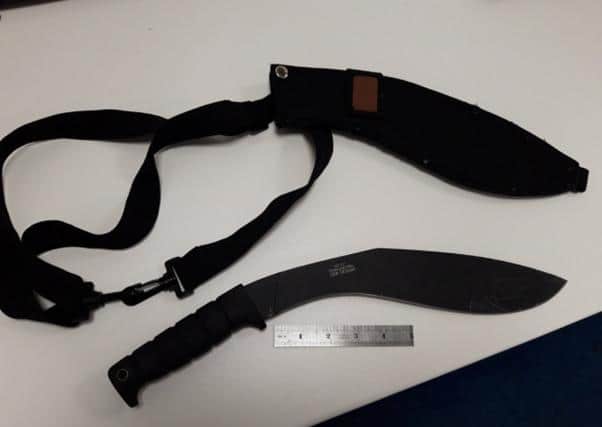 A police picture of the machete seized during a drugs raid earlier this month in Billingham.