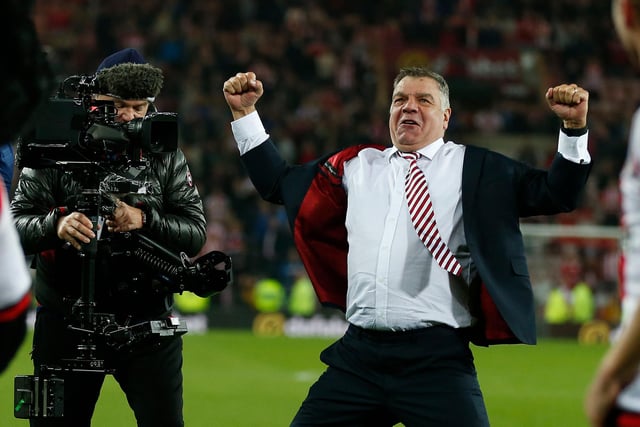 Sunderland manager Sam Allardyce celebrates after the club stayed in the Premier League in 2016. Now who was it who went down at the Black Cats' expense?