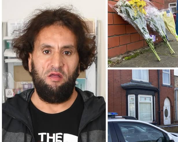 Ahmed Alid killed Terence Carney, 70, in Hartlepool town centre (above right) after attacking his housemate in Wharton Terrace (below).