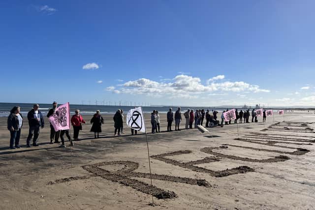 Protesters on Seaton Carew beach