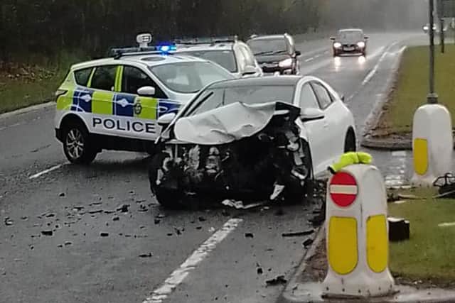 Durham Constabulary at the scene of the crash. Picture by Peterlee Fire Station