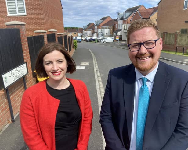 Shadow Secretary of State for Education Bridget Phillipson and Labour parliamentary candidate for Hartlepool Jonathan Brash go canvassing in Hart, Hartlepool, to speak to members of the public about the plans the Labour Party has for improving education in the town.