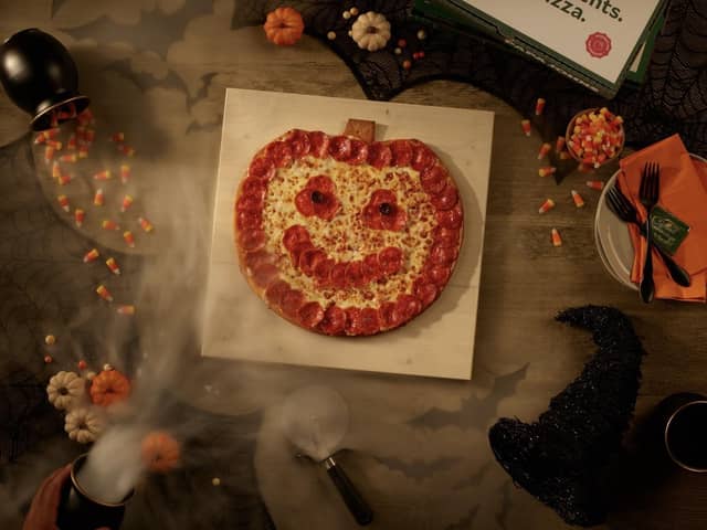 The limited-edition Jack-‘o-lantern pizza.