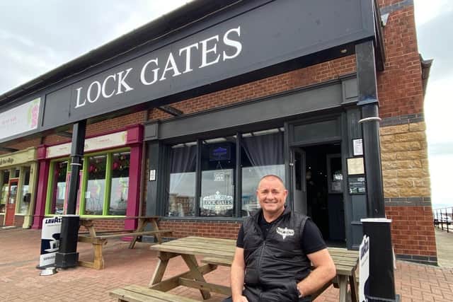 Lock Gates owner Ken Hedley on their first day open in months on Hartlepool marina on Monday.