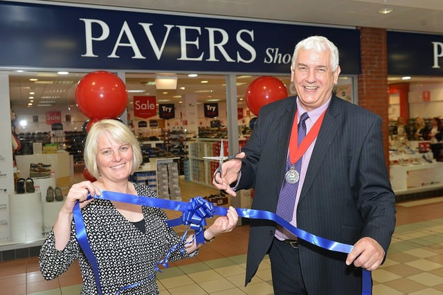 Hartlepool's deputy mayor, Kevin Craney, opens the new Pavers store in 2015 with a helping hand from the store's manager, Rose Ward.