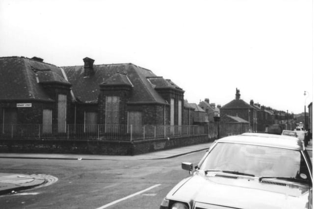 A view of the original Lynnfield School and the corner of Derwent Street, in August 1982, shortly before the building was demolished. Photo: Hartlepool Library Service.