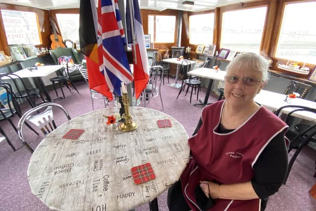 Pauline Field, from The Little Dunkirk Tea Rooms, on reopening day in Hartlepool. Picture by FRANK REID.