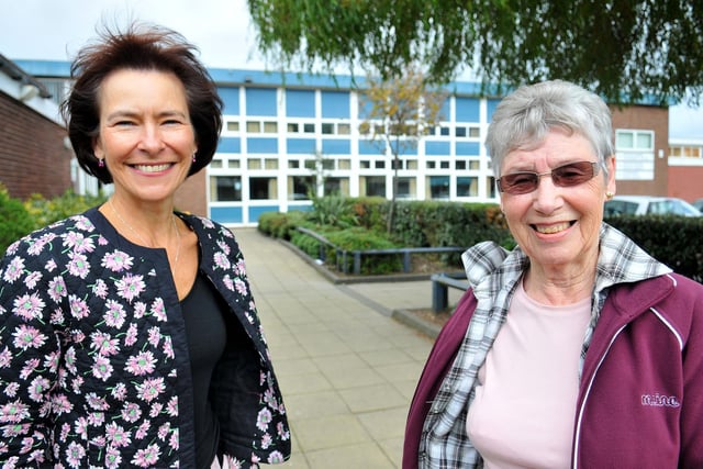 Susan Thornburn (left) with her aunt, Jean Hodgson, outside the Owton Manor Community Centre in 2013.