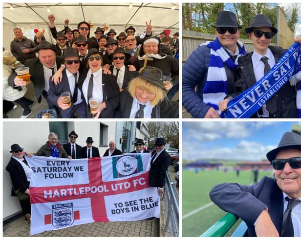 Just some of Mail photographer Frank Reid's photos from Dorking on Saturday as up to 900 Hartlepool United fans dressed up as Blues Brothers for their annual end-of-season fancy dress party.
