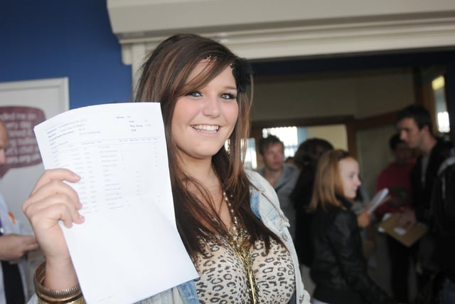 Dyke House school pupil Julia Turner pictured with her exam results in 2010.