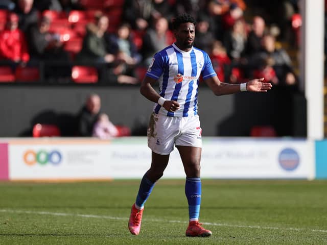 Omar Bogle is not involved in Hartlepool United's squad for their pre-season friendly with Hibernian. (Credit: James Holyoak | MI News)