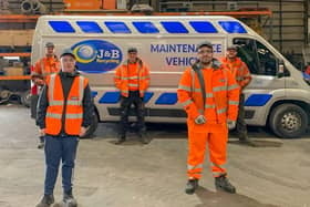 Five or the new staff to start at J&B Recycling. From back left: Alex Fitzjohn, Luke Dodd, Ryan Lamb. Front left to right: David Smart and Luke Orpen.