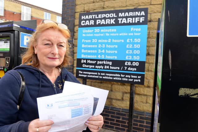 Michelle Plant has been fined £100 for overstaying at Hartlepool Marina car park.