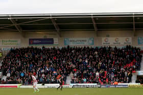 Over 1,000 Hartlepool United supporters made the trip to Doncaster Rovers. (Credit: Mark Fletcher | MI News )