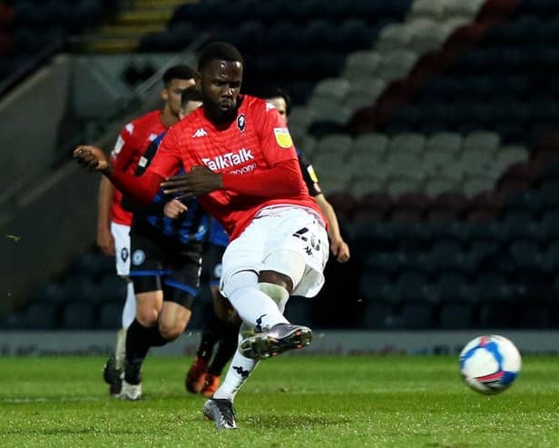 Emmanuel Dieseruvwe has joined Hartlepool United following his FC Halifax exit. (Photo by Lewis Storey/Getty Images)