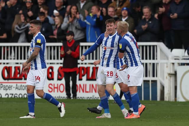 Matty Daly and Mark Cullen both scored as Hartlepool United came from behind to defeat Harrogate Town at the Suit Direct Stadium in October. (Credit: Mark Fletcher | MI News)
