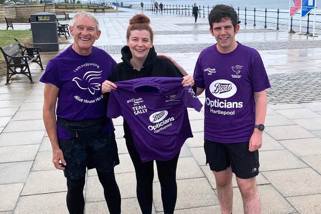 Team Holbrook Music Day organisers (left to right) Phil Holbrook, Kate Sirs and Isaac Organ with their Team Holbrook Great North Run shirts.