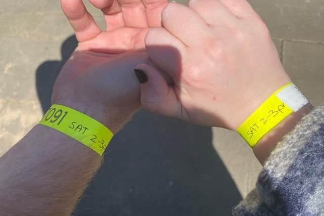 Paul and Leisha got their wristbands at 1.15pm on Saturday, September 17.