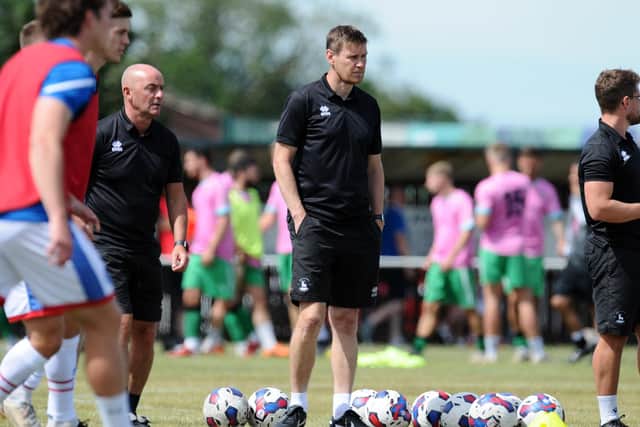 Antony Sweeney watches on as Hartlepool United prepare to face Billingham Synthonia in pre-season. Picture by FRANK REID