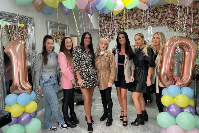 The team at the Lister Street salon broke out the bubbly in January 2022 to mark ten years in business. Pictured (left to right): Georgina Waite, Emma Picton, Nicola Wilkinson, Tracy Ryan, Vikki Ryan, Mollie Armstrong and Anna Gorman.
