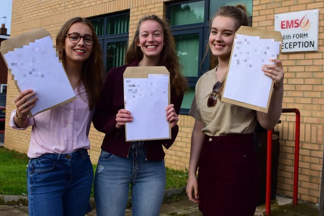 Eleanor Hyde, Sally Brown and Anna Strickland at English Martyrs 6th Form in 2017.