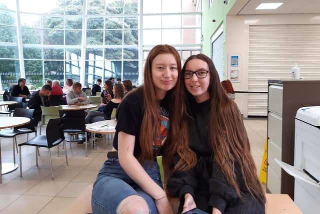 Erin Montgomery, 18, left, and Paige Capper, 19, right, are pleased with their A-level results at Hartlepool Sixth Form.