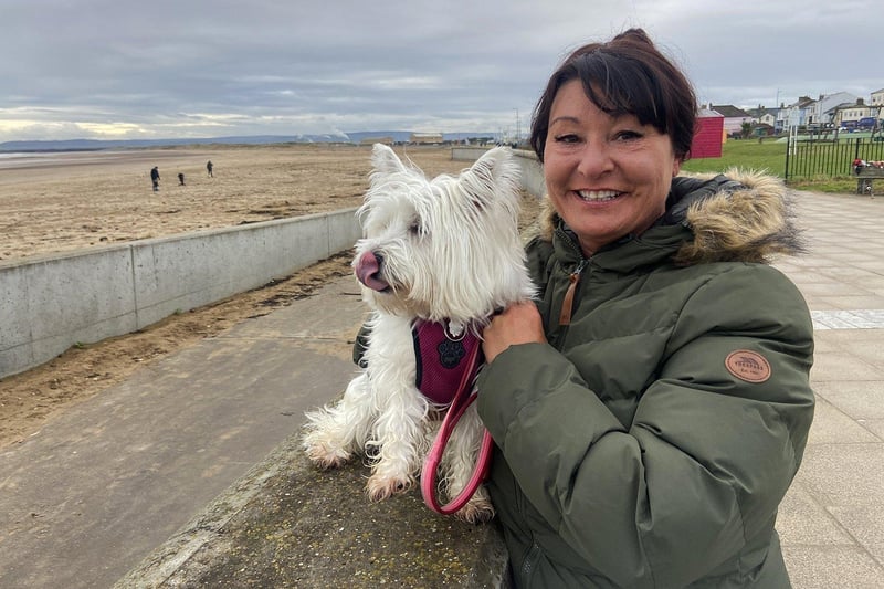Something catches the attention of Poppy during her walk with Amanda Powell in Seaton Carew. Picture by FRANK REID
