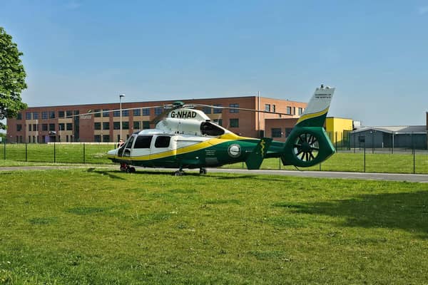 The air ambulance landed near the incident on Maxwell Road, Hartlepool on Sunday, May 12.