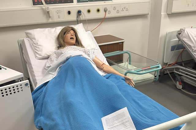 A dummy of a patient at the new health and social care academy at the University Hospital of Hartlepool.