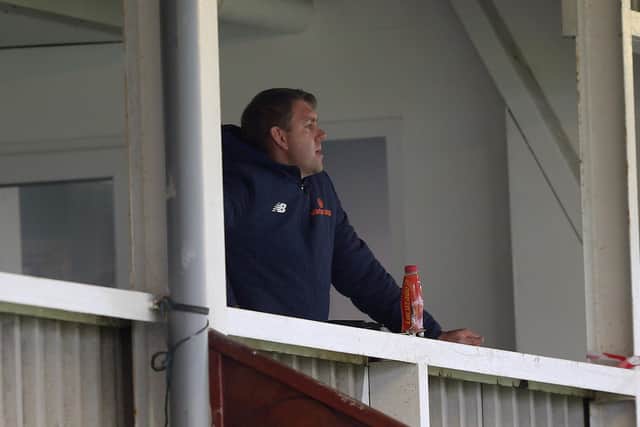 Hartlepool United manager Dave Challinor during the Vanarama National League match between Hartlepool United and Aldershot Town at Victoria Park, Hartlepool on Saturday 3rd October 2020. (Credit: Christopher Booth | MI News)
©MI NewsL