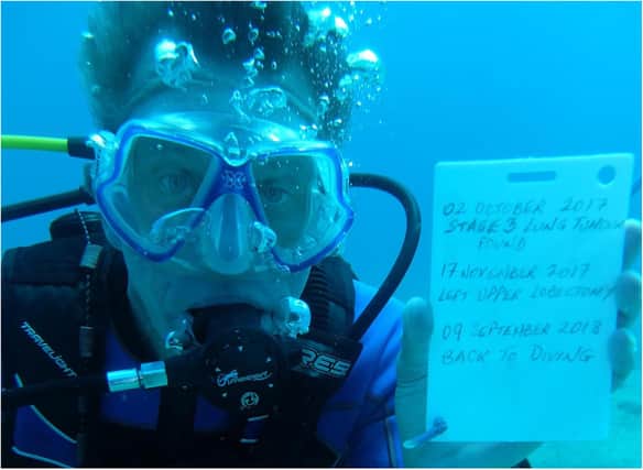 Nick was back to diving less than 12 months after being diagnosed with lung cancer.