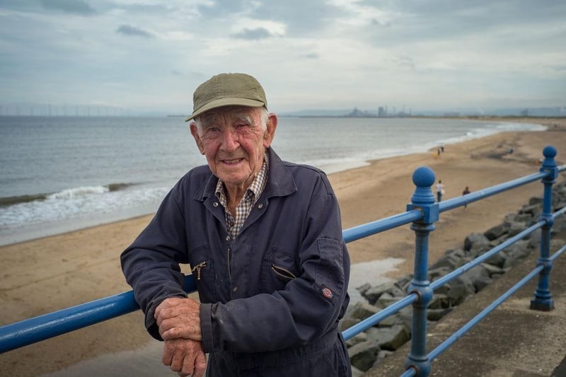 Hartlepool senior citizen Joe Howey, aged 91, pauses for a break during his regular cycle ride along Seaton Carew promenade on September 4, 2017.