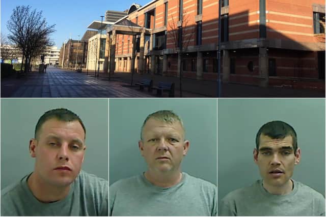 From left to right - Lee Darby, Neil Elliott and Anthony Small were convicted by a jury at Teesside Crown Court.