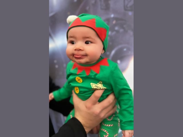 Mya Rose, age 6 months, ready for her first Christmas.