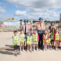 Year two pupils at Wynyard Church of England Primary School are given an on-site safety tour by David Wilson Homes.
