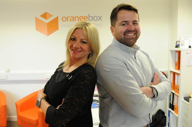 Hartlepool Mail editorial director Joy Yates and Orange Box Training Soloutions CEO Simon Corbett, who will be joint hosts of the Hartlepool Business Awards.