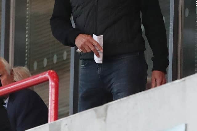 Keith Curle watched on from the stands at Morecambe (Credit: Mark Fletcher | MI News)