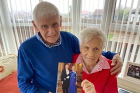 Ken and Barbara Galley with their card from the King congratulating the couple on their 65th wedding anniversary.