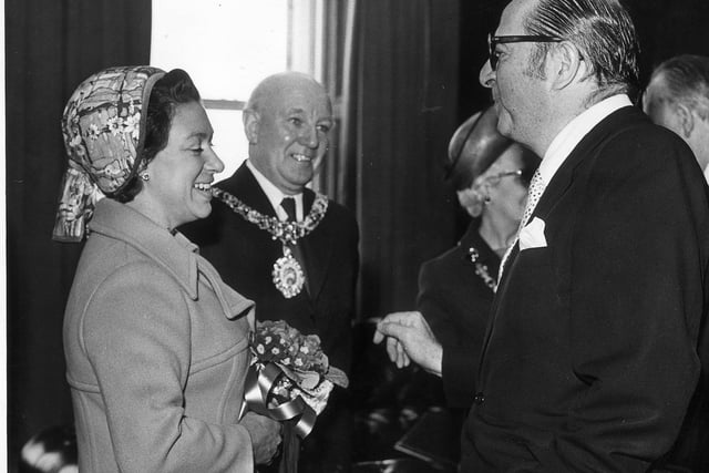 Royalty meets showbiz in the capital.
Princess Margaret is pictured with Jack Kane, Lord Provost of Edinburgh and US comedian Phil Silvers.