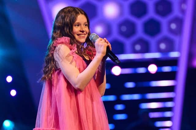 Abigail Moore on stage during the grand final of The Voice Kids UK. (Photo: ITV).