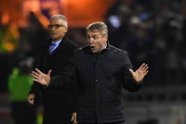 Carlisle manager Paul Simpson reacts on the touchline during the Sky Bet League Two between Carlisle United and Hartlepool United at Brunton Park on January 24, 2023 in Carlisle, England. (Photo by Stu Forster/Getty Images)