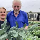 Suzi Dear, from Meals on Wheels Hartlepool, and Hartlepool allotment grower John Hall