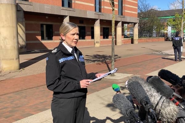 Cleveland Police Deputy Chief Constable Victoria Fuller speaking to the media outside Teesside Crown Court.