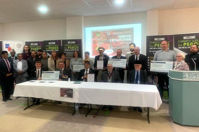 Representatives of Hartlepool's Nasir Mosque and town charities at the presentation evening after money was raised through a Walk of Peace in Ward Jackson and for the Poppy Appeal.