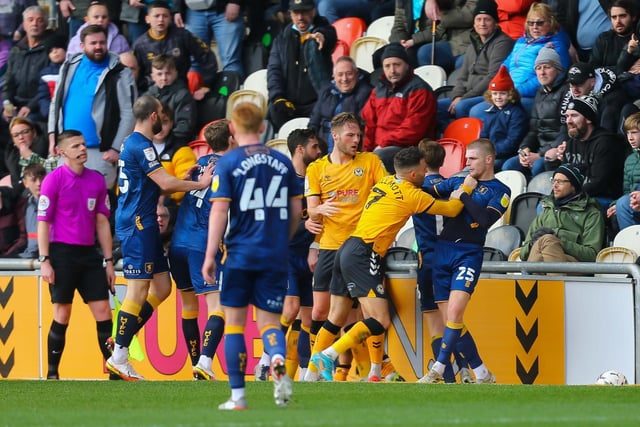 Mansfield Town have picked up 85 bookings this season with seven red cards.