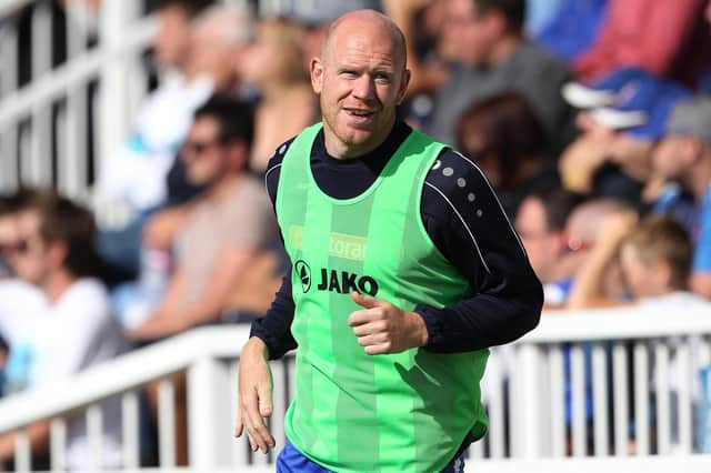 Jason Kennedy of Hartlepool United warms up during the Vanarama National League match between Hartlepool United and Bromley at Victoria Park, Hartlepool on Saturday 17th August 2019. (Credit: Mark Fletcher | MI News)