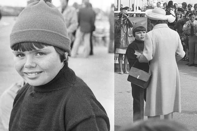 Robbie Maiden pictured meeting Queen Elizabeth II at the naming of the Scout lifeboat in 1977.