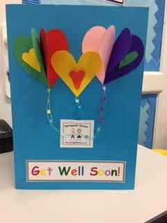 Springwell School's get well soon card to the Prime Minister.