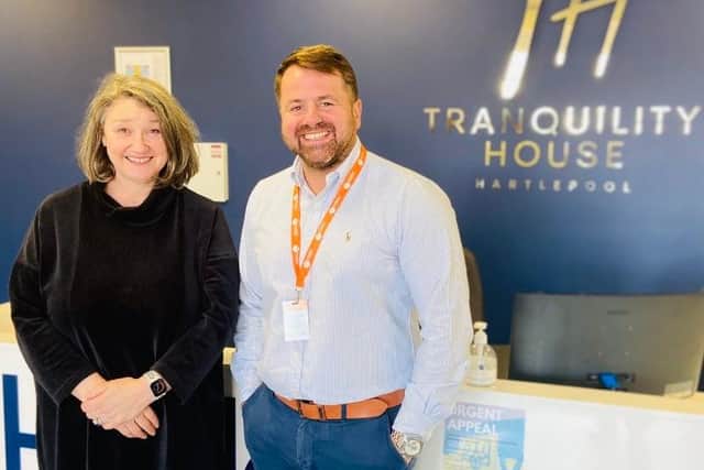 Hartlepool MP Jill Mortimer with Simon Corbett during her visit to Orangebox Training to mark its sixth anniversary.