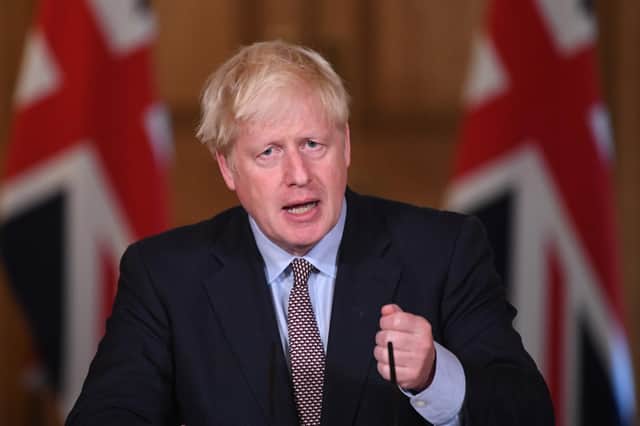Prime Minister Boris Johnson during a virtual press conference at Downing Street, London, following the announcement that the legal limit on social gatherings is set to be reduced from 30 people to six.